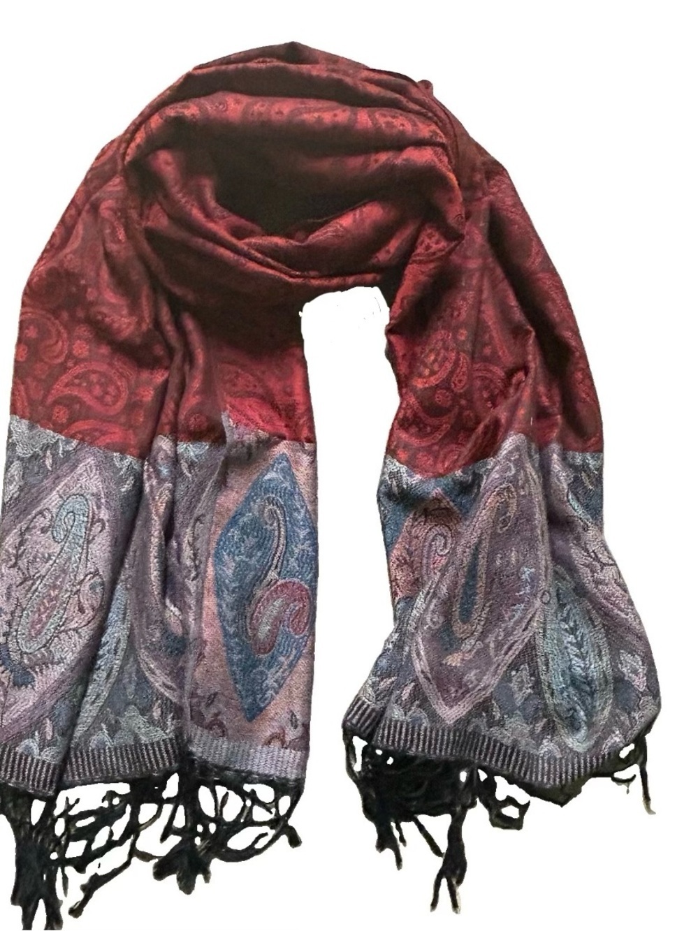 Women’s Pashmina Red Paisley Winter Scarf